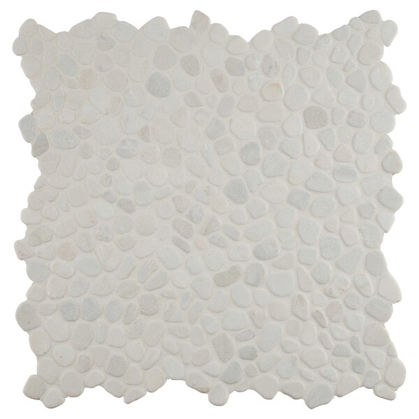 Msi White Pebble 12 In. X 12 In. X 10 Mm Tumbled Marble Mesh-Mounted Mosaic Tile, 10PK ZOR-MD-0194 - main